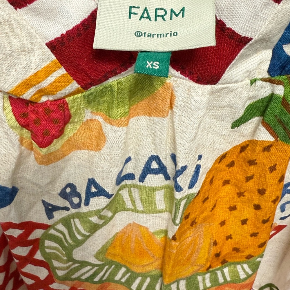 Farm Rio Mixed Picnic Linen Maxi Dress, XS - Picture 4 of 5